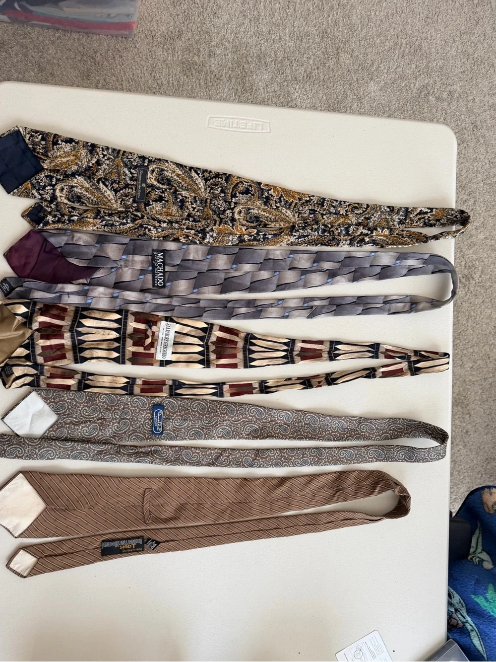 Lot of 5 Designer Silk Neckties Zegna Oscar de la Renta Salvatore Gregorio VTG